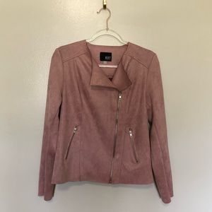 Kut from the Kloth Aria Faux Suede Moto Jacket Rose Large